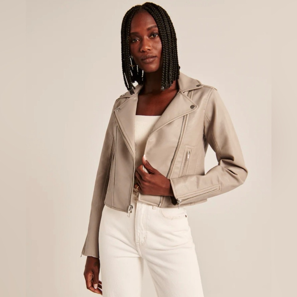 Abercrombie & Fitch Women's‎ Beige Leather Jacket XS